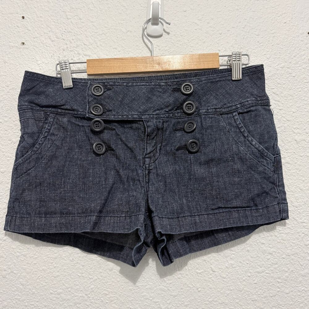 y2k denim mini shorts button low rise preppy prep stretch vintage sailor